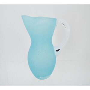 Kosta Boda 4" Frosted Blue Glass Mini Pitcher